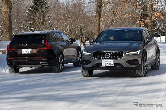 北海道の雪深いコースをボルボV60CCでテストドライブ