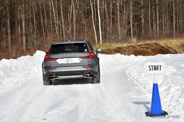 北海道の雪深いコースをボルボV60CCでテストドライブ