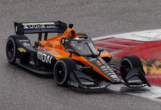 2020年2月のインディカーCOTA合同テストにおける「Arrow McLaren SP」のマシン（ドライバーはP.オワード）。