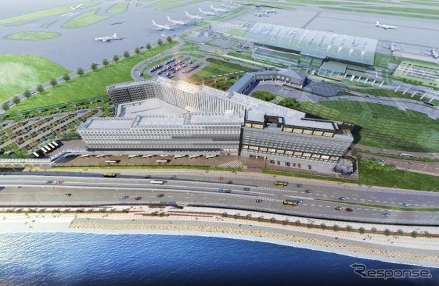 羽田エアポートガーデン完成予想図 ※状況がわかりやすいよう、建物北側の立体駐車場を透過して描いた。