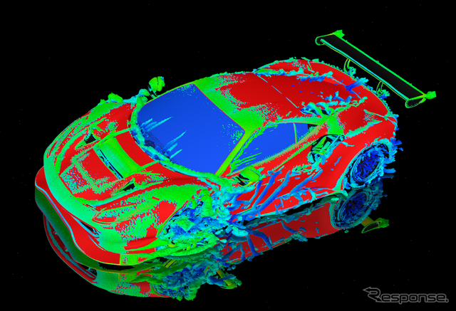 フェラーリ 488 GTE EVOの空力シミュレーション。単に空力特性を求めるのではなく、ドライバーの感覚に寄り添うことでドライバビリティの向上を実現した