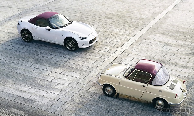 マツダ ロードスター100周年特別記念車(写真は海外仕様車)とR360クーペ