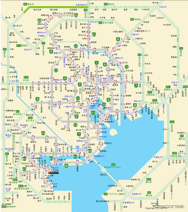 出発時の渋滞情報。時間が早いせいもあるだろうが、渋滞が一切ない。