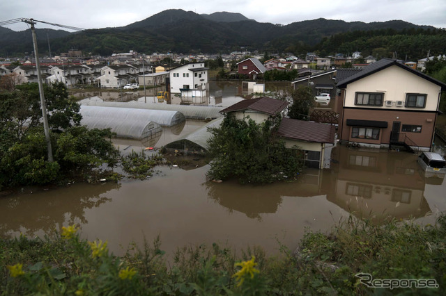 2019年台風19号、宮城県丸森町市内の被災状況(参考画像)