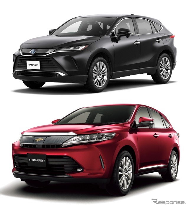 トヨタ・ハリアー新型(上)と従来型(下)