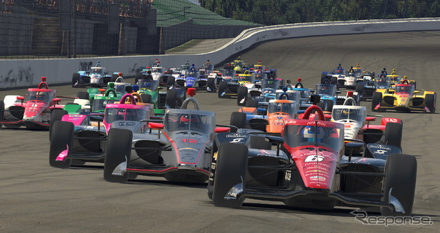 「インディカー iRacing チャレンジ 第4戦もてぎ」の模様。