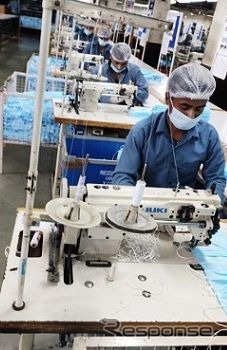 マルチスズキがシート製造の合弁工場でマスクを生産