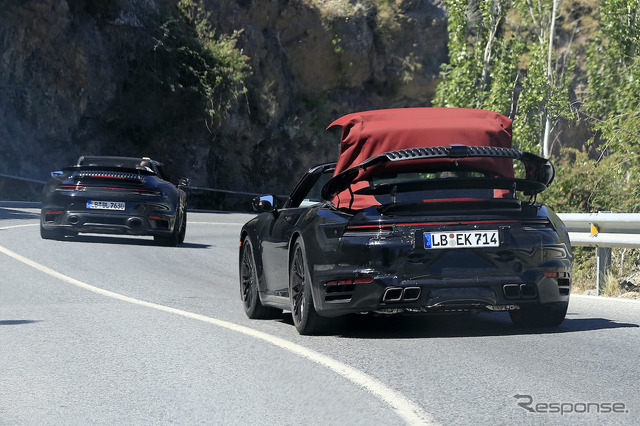 ポルシェ 911ターボ カブリオレ 新型(スクープ写真)