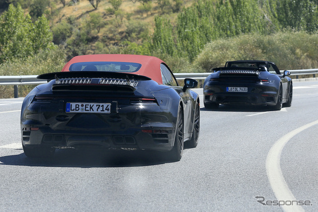 ポルシェ 911ターボ カブリオレ 新型(スクープ写真)