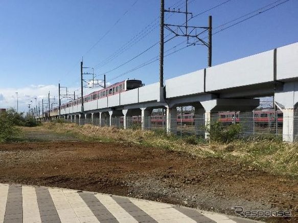 海浜幕張駅側から見た新駅の設置予定地。