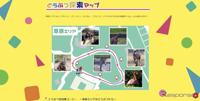 オンライン動物園で周回するコース。6箇所で動物のガイドが聞けた