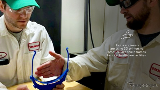 米国のホンダの工場で生産されているフェイスシールド