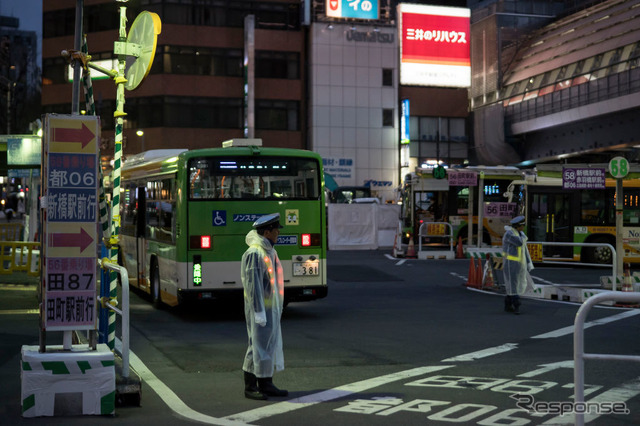 渋谷駅前バスターミナル（3月28日、東京都渋谷区）