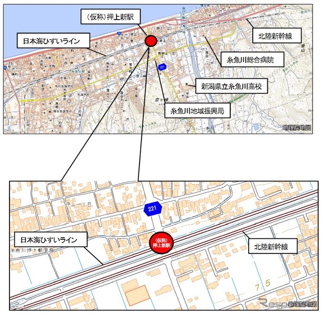 新駅の設置位置。