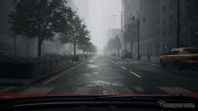 天候変化や認識タグの表示を搭載した走行シミュレーション「都市パート」