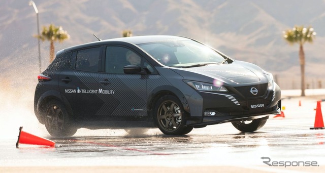 日産の次世代電動4WD「e-4ORCE」のテスト車両(リーフがベース)