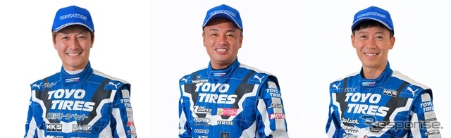 2020年チームドライバー、左から川畑選手、藤野選手、ポン選手