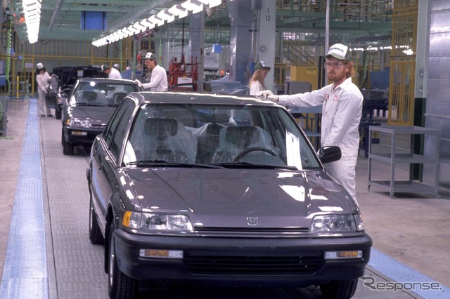 1989年当時の北米でのホンダシビック生産ライン