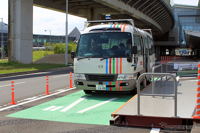 羽田空港 自動運転バス実証実験で計測を繰り返す埼玉工業大学自動運転AIバス（2020年6月21日）戦略的イノベーション創造プログラム（SIP）第2期）