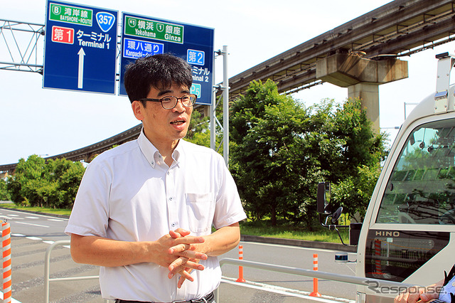 羽田空港 自動運転バス実証実験で計測を繰り返す埼玉工業大学自動運転AIバス（2020年6月21日）戦略的イノベーション創造プログラム（SIP）第2期）