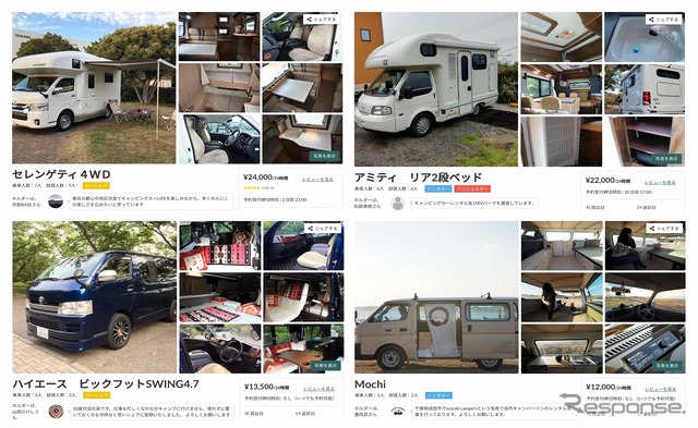 バンシェアに登録されているキャンピングカー