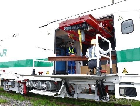 材料運搬車：パワーリフターとクレーン作業