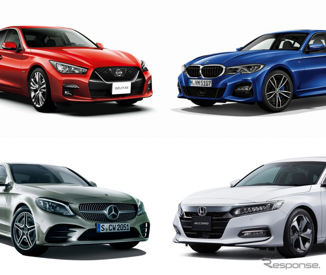 メルセデスベンツCクラスセダン改良新型、ホンダ・アコード、BMW 3シリーズ、日産スカイライン