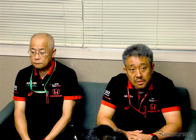 ホンダF1の首脳、(左から)浅木氏と山本氏(写真は2019年日本GP)。