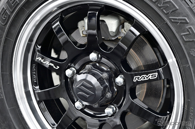 ◆RAYS A●LAP-J 装着サイズ:16in×5.5J Inset+20 5H-139.7 カラー:ブラック/リムDC タイヤサイズ:185/85R16