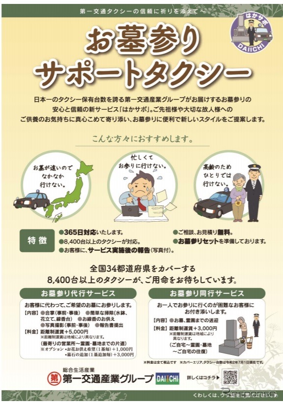 お墓参りサポートタクシーのサービス概要