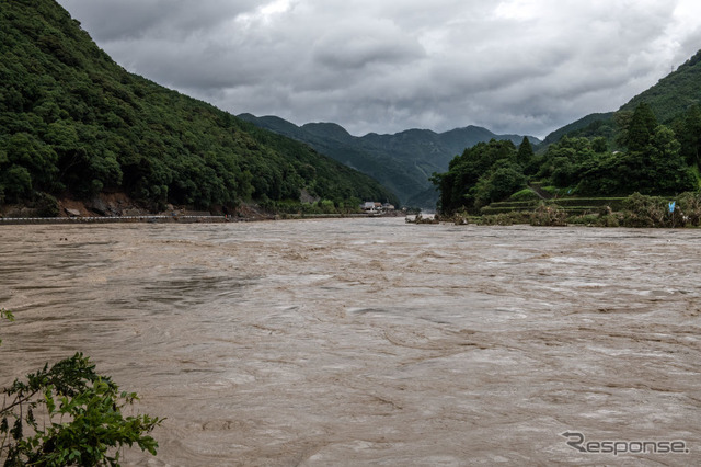 球磨川（7月6日、熊本県球磨郡）