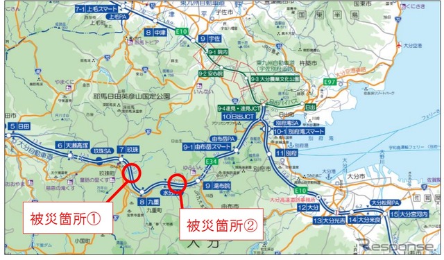 通行止めとなった区間