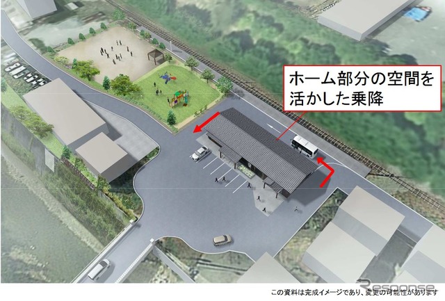 宝珠山駅の整備イメージ。同駅からは再び一般道に入る。