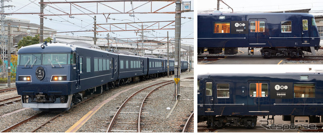 『WEST EXPRESS 銀河』の車体。西日本の美しい海や空を表現したという「瑠璃紺(るりこん)」と呼ばれる濃紺の塗色が施されている。