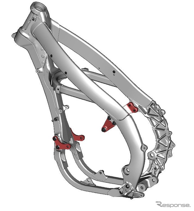 軽量化と剛性バランス最適化を両立したフレーム（ヤマハ YZ250F）