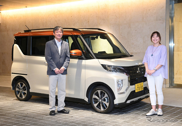 三菱自動車 eKクロス スペース&eKスペース チーフプロダクトスペシャリストの吉川淳氏(左)と竹岡圭氏