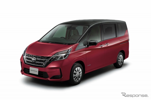 日産 セレナ XV（ボディカラー マルーンレッド＆ダイヤモンドブラック 2トーン、内装色 グレージュ）