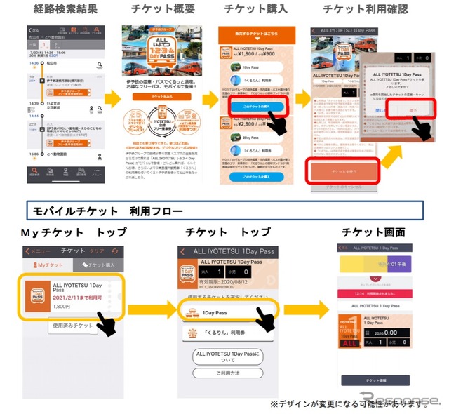 乗換案内で提供する伊予鉄MaaSのイメージ