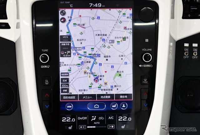 インフォテイメントシステムでカーナビゲーションを表示。「地図更新」ボタンを押すとネット経由で差分更新される