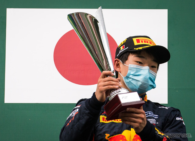 F2第7戦スパ・フランコルシャンのレース1で優勝した角田裕毅。