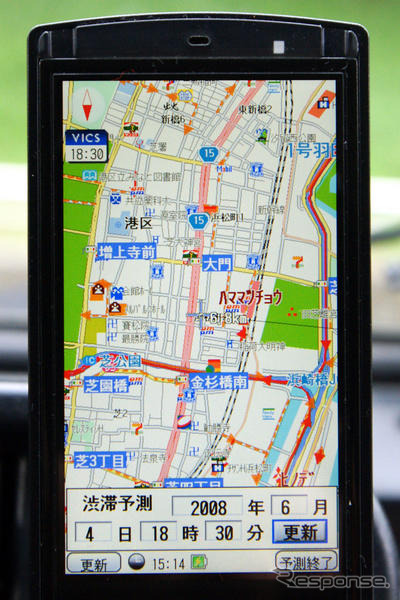 【カーナビガイド'08夏】ユビークリンク 全力案内！…ケータイナビ初のプローブ情報を画像でチェック