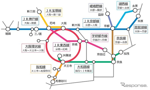 深夜帯ダイヤの見直し範囲。