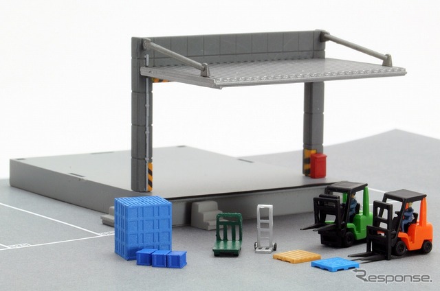 フォークリフト+建物パーツA+操縦する人+小物各種