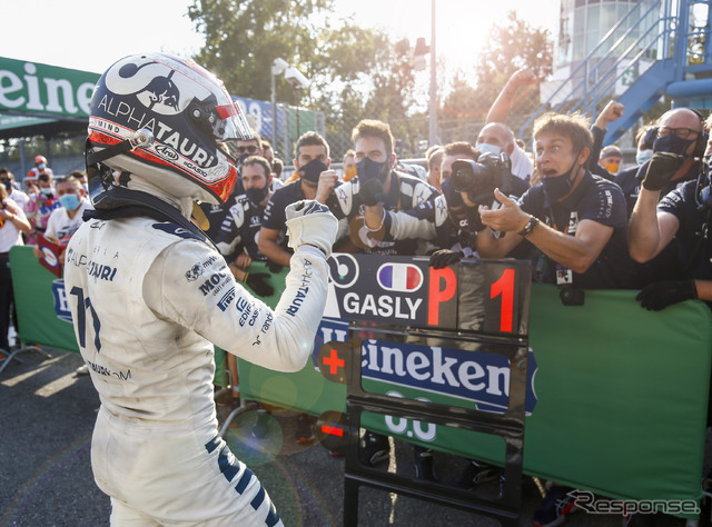 今季F1第8戦イタリアGPで優勝したP.ガスリー(アルファタウリ・ホンダ)。