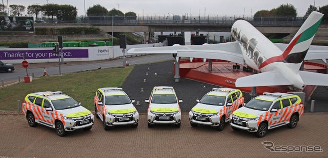 英ヒースロー空港にランドサイド(一般区域)オペレーション車両として配備された新型三菱ショーグンスポーツ(パジェロスポーツ)