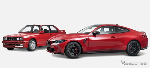 BMWの初代 M3 (1989年式)と新型 M4 クーペ のワンオフモデル