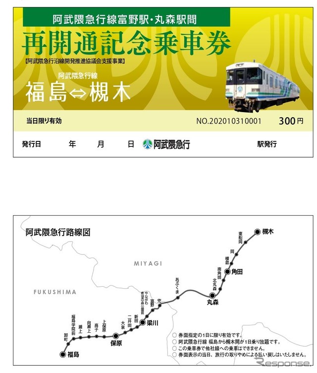 「再開通記念乗車券」のイメージ。