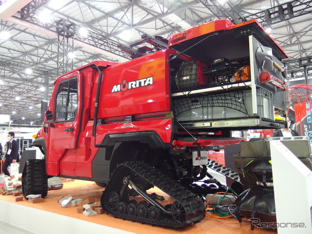 モリタ、小型オフロード車「Red Ladybug」クローラー仕様(危機管理産業展2020)