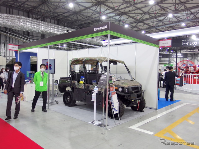 川崎重工業モーターサイクル&エンジンカンパニーの多用途四輪車「MULE PRO-FXT」(危機管理産業展2020)。