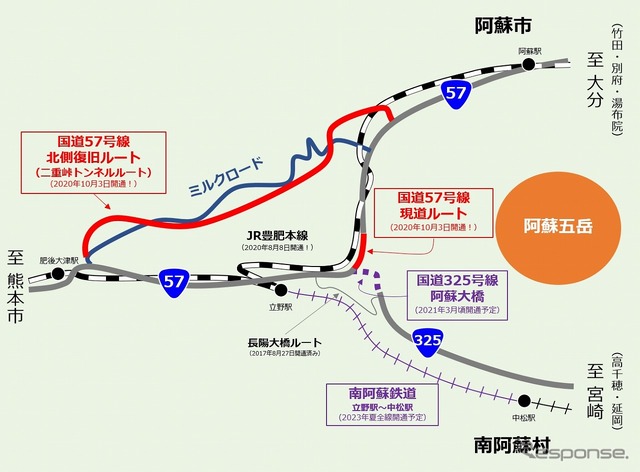 阿蘇地域の道路状況